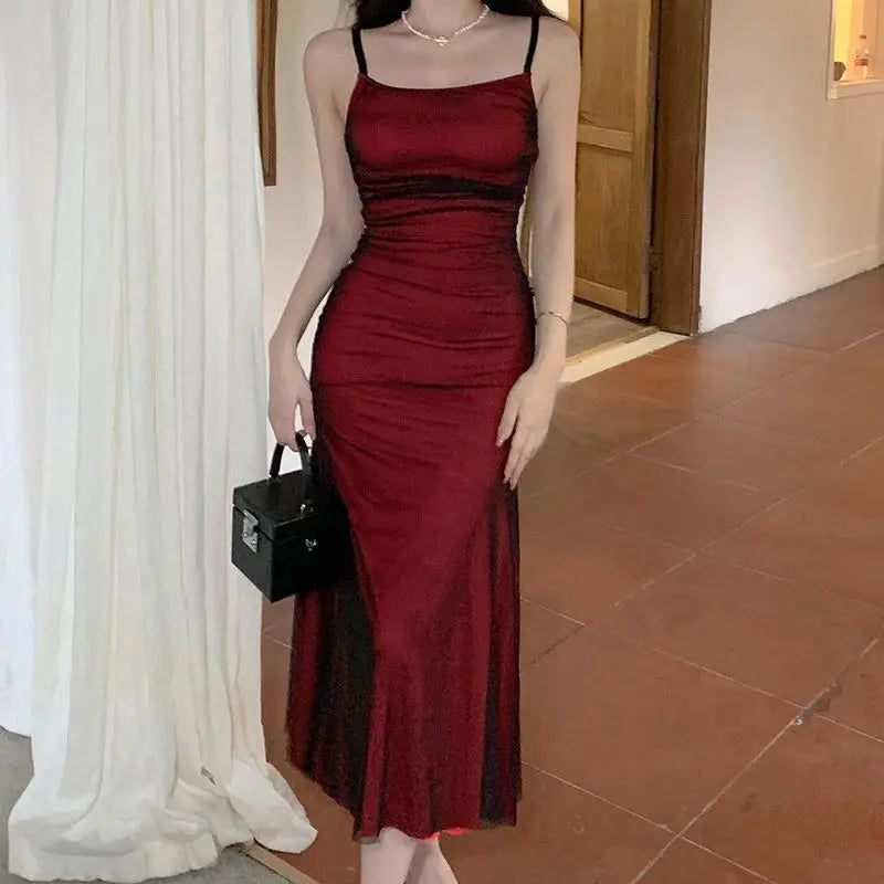 La Rouge Élégance – Silk-Lined Corset Maxi Gown