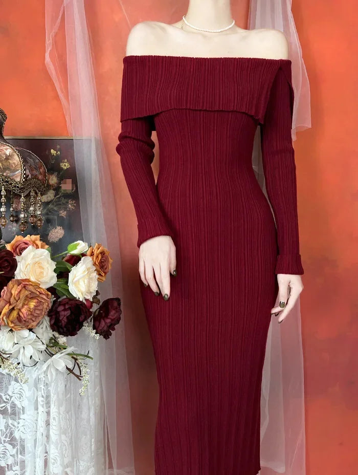 The Amélie Off-Shoulder Column Dress
