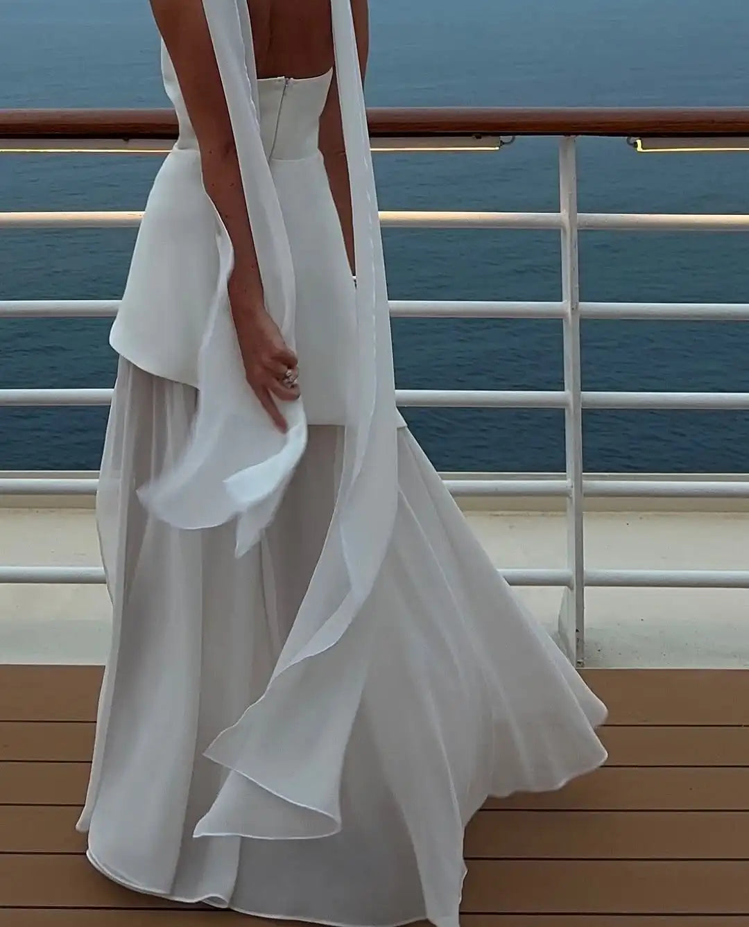 The Solenne Draped Sheer Gown