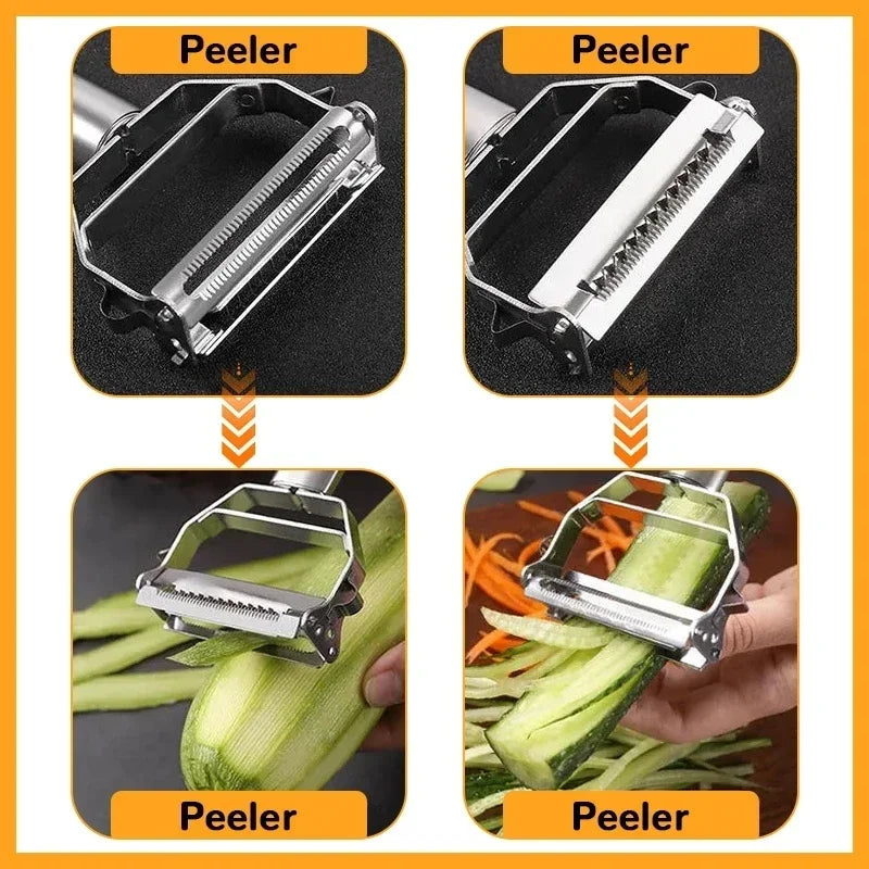 Dual-Blade Stainless Steel Julienne Peeler & Vegetable Slicer - Ultra-Sharp Y-Peeler for Carrots, Cucumbers, Zucchini Noodles & Salad Prep - All-Metal Kitchen Tool