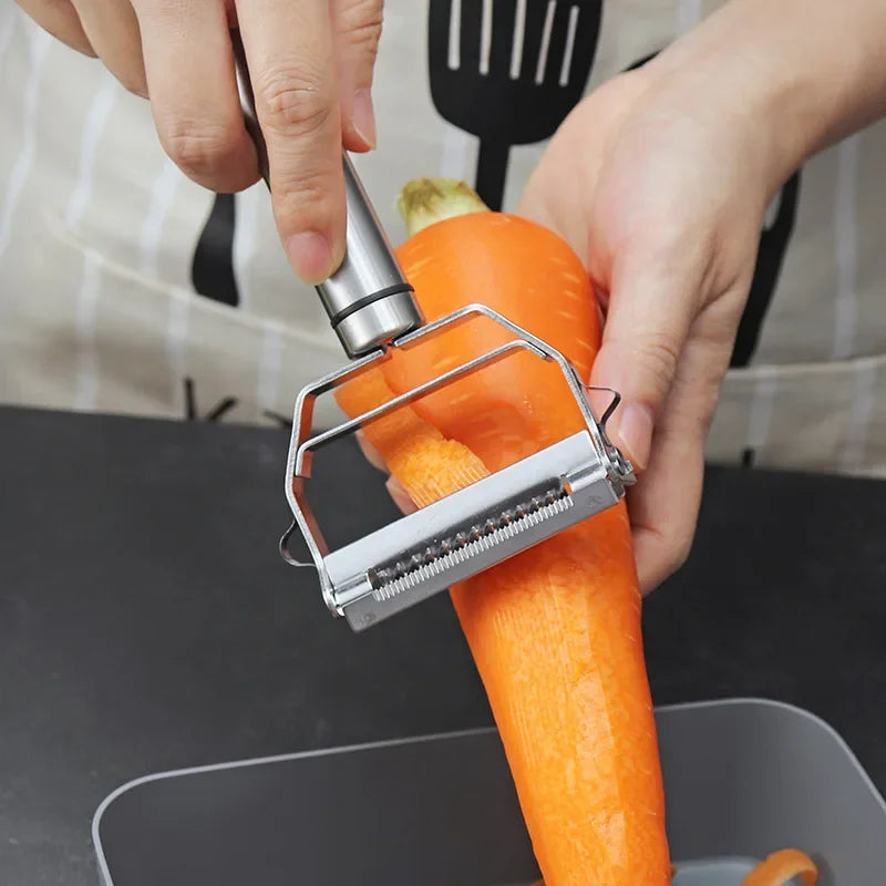Dual-Blade Stainless Steel Julienne Peeler & Vegetable Slicer - Ultra-Sharp Y-Peeler for Carrots, Cucumbers, Zucchini Noodles & Salad Prep - All-Metal Kitchen Tool