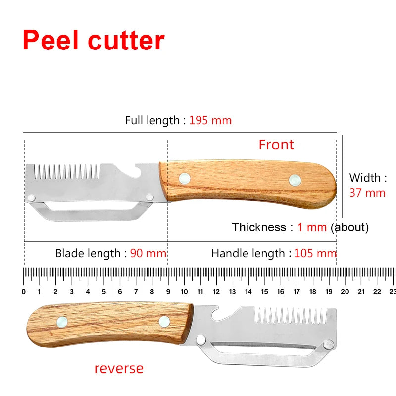 Multifunctional Cabbage Shredder & Vegetable Peeler Slicer - Stainless Steel Dual-Blade Julienne Cutter with Ergonomic Wooden Handle - Handheld Kitchen Tool for Coleslaw, Salads & Prep