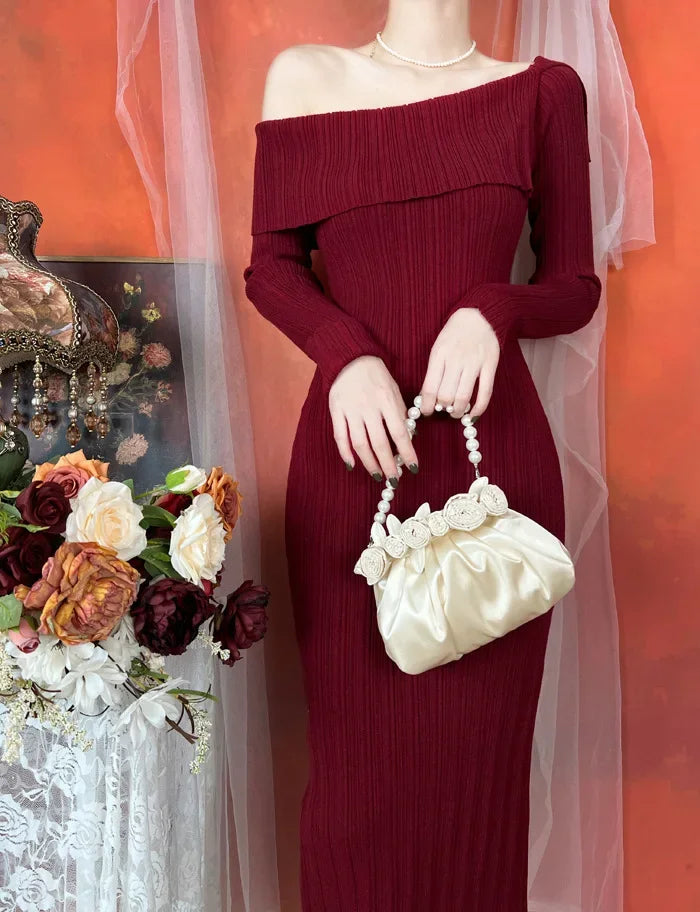 The Amélie Off-Shoulder Column Dress