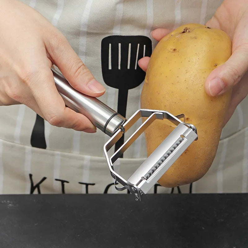 Dual-Blade Stainless Steel Julienne Peeler & Vegetable Slicer - Ultra-Sharp Y-Peeler for Carrots, Cucumbers, Zucchini Noodles & Salad Prep - All-Metal Kitchen Tool