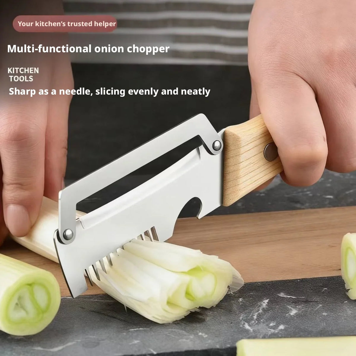 Multifunctional Cabbage Shredder & Vegetable Peeler Slicer - Stainless Steel Dual-Blade Julienne Cutter with Ergonomic Wooden Handle - Handheld Kitchen Tool for Coleslaw, Salads & Prep