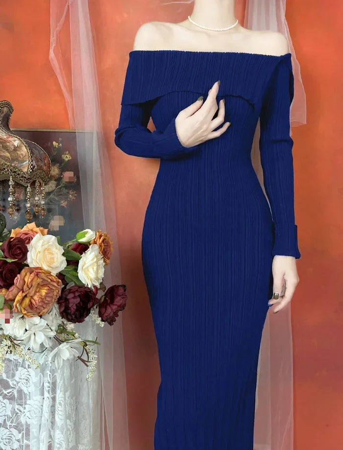 The Amélie Off-Shoulder Column Dress