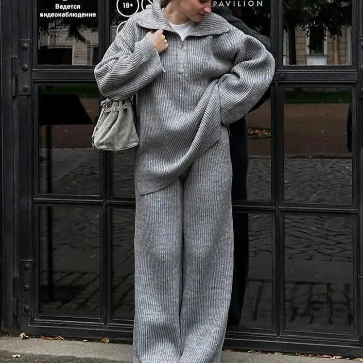 Oversized Knitted Split Sweater Set – Slayzz