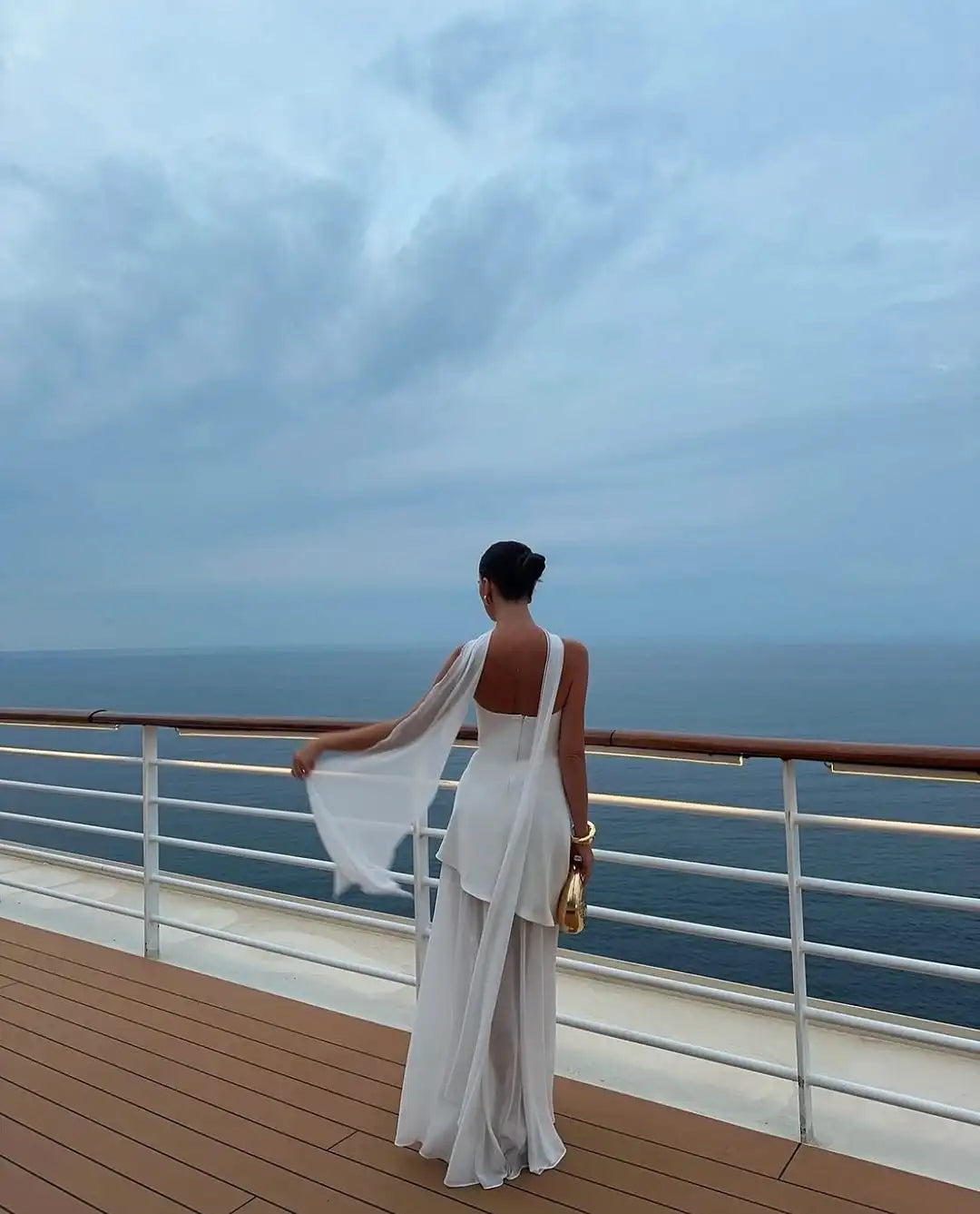The Solenne Draped Sheer Gown