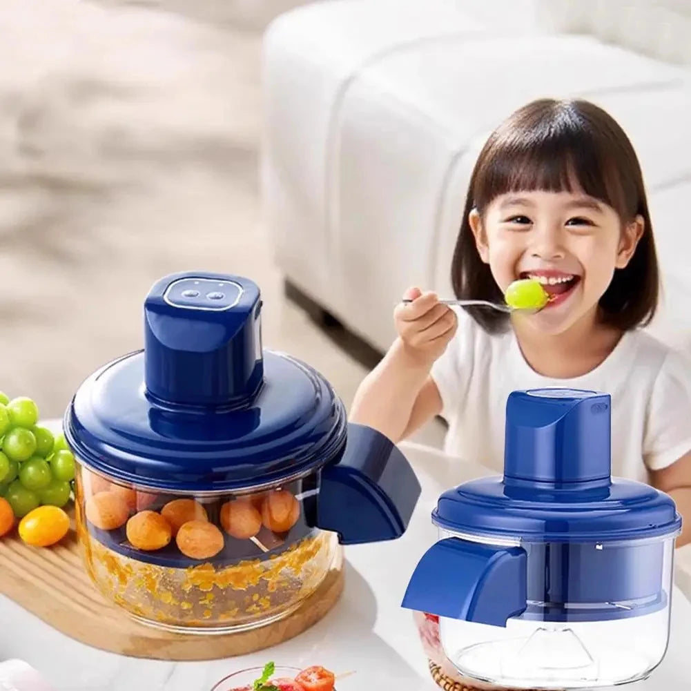 Automatic Electric Grape Peeler Machine - USB Rechargeable 5-Blade Small Fruit & Garlic Skin Remover - One-Touch Kitchen Prep Tool for Cherry Tomatoes, Grapes & Kumquats
