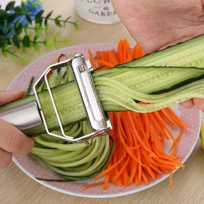 Dual-Blade Stainless Steel Julienne Peeler & Vegetable Slicer - Ultra-Sharp Y-Peeler for Carrots, Cucumbers, Zucchini Noodles & Salad Prep - All-Metal Kitchen Tool