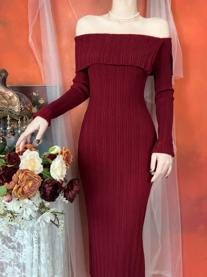 The Amélie Off-Shoulder Column Dress