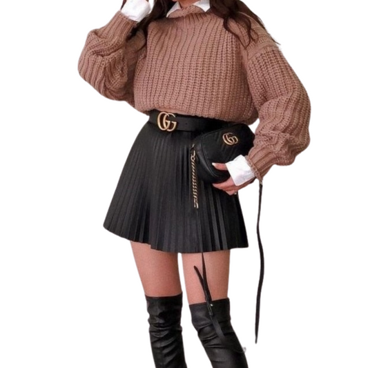 Fine Pleated Chic Mini Skirt