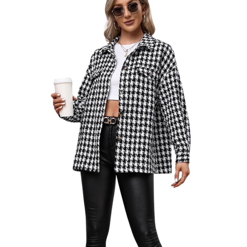 Houndstooth Shirt Loose Flannel