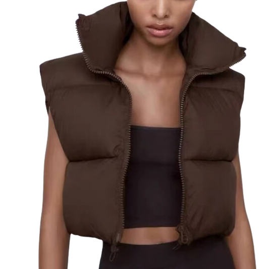 Elegant Sleeveless Cropped Vest Jacket