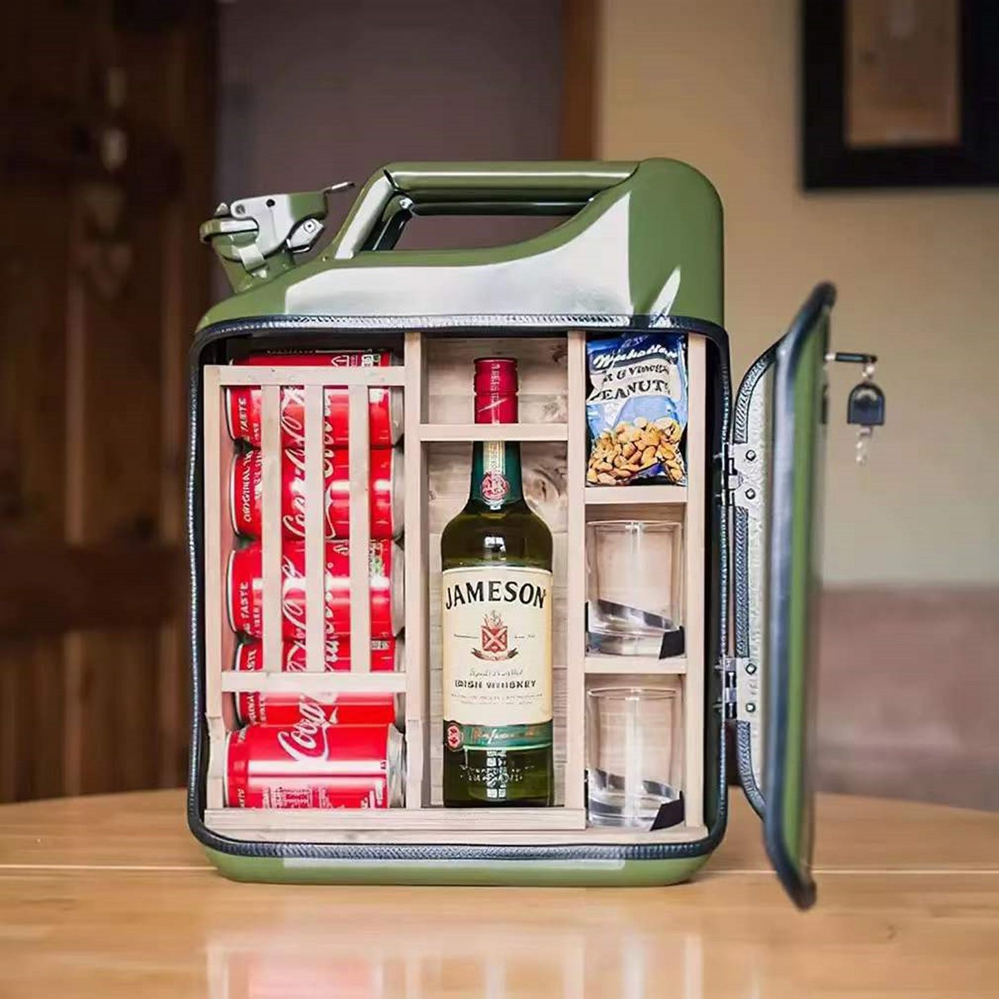 Mobile Wine Canister Bar Cabinet