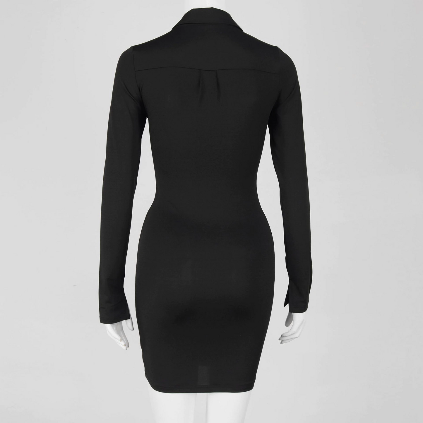 Ruched Buttons Bodycon Mini Dress