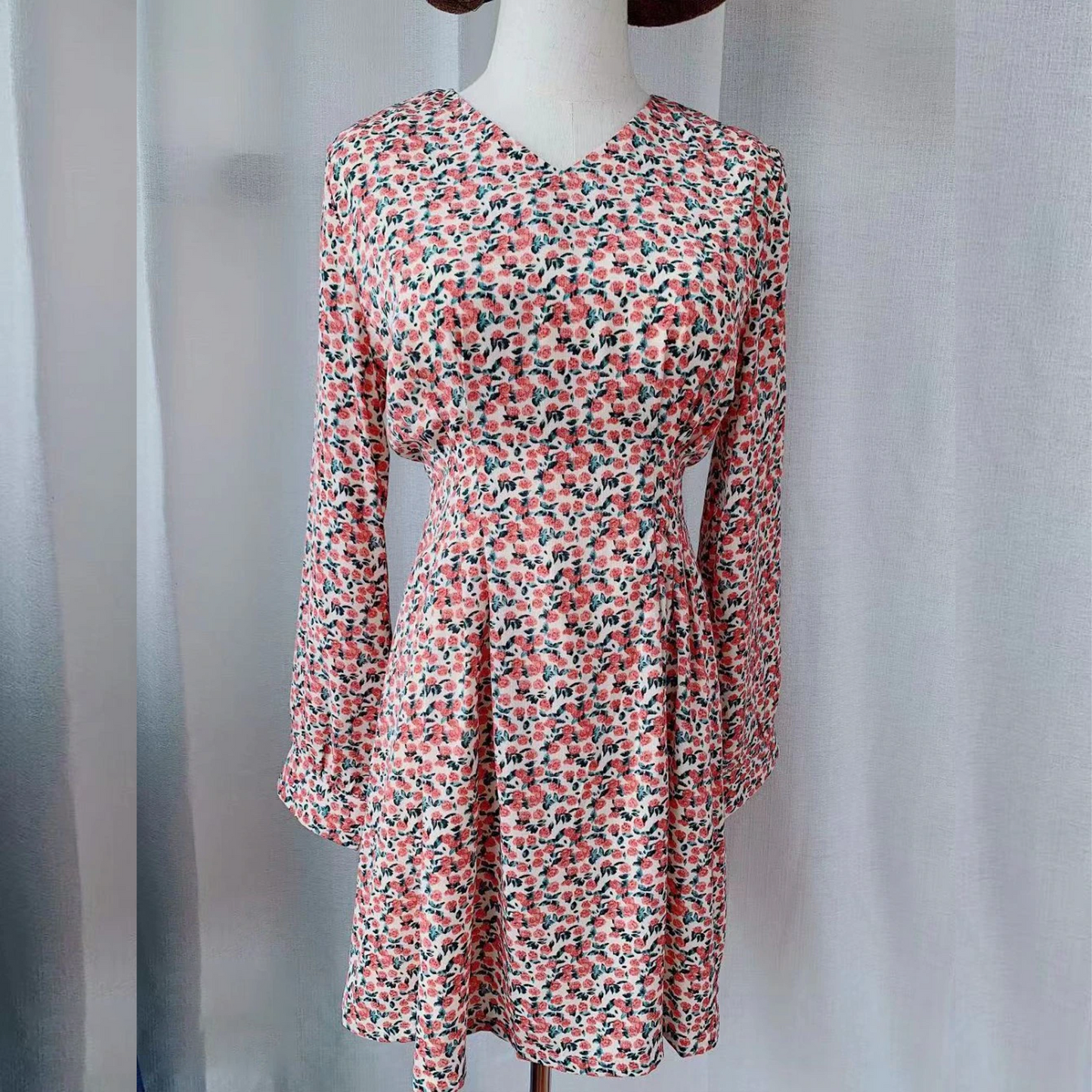 Women's Vintage Floral Print Casual Mini Dress