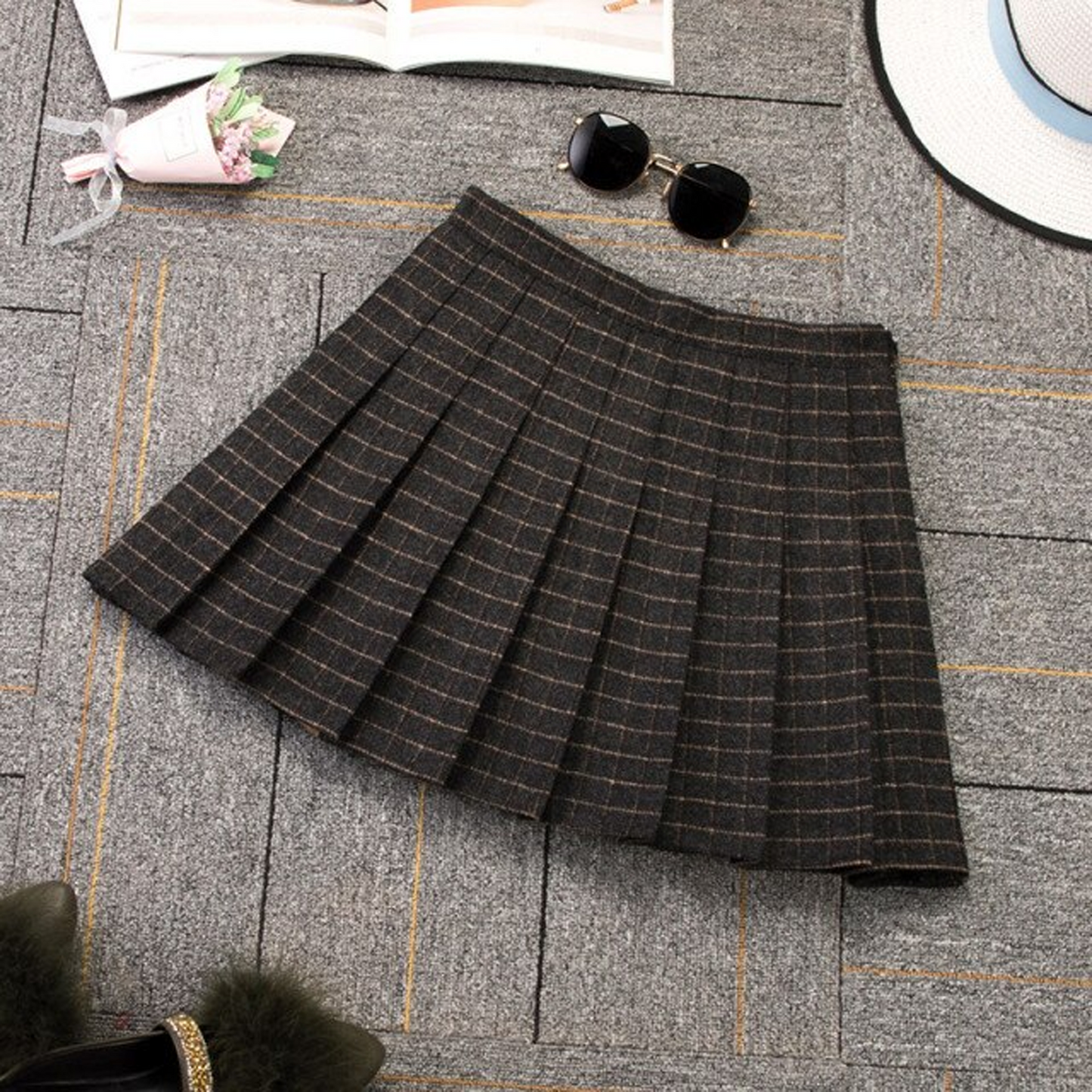 Harajuku Fashion Plaid Pleated Mini Skirt