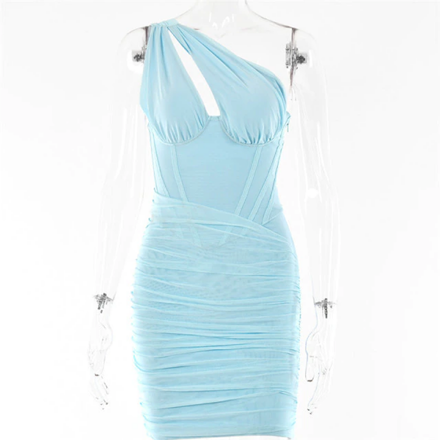 Double Layer Mesh Bodycon Mini Dress