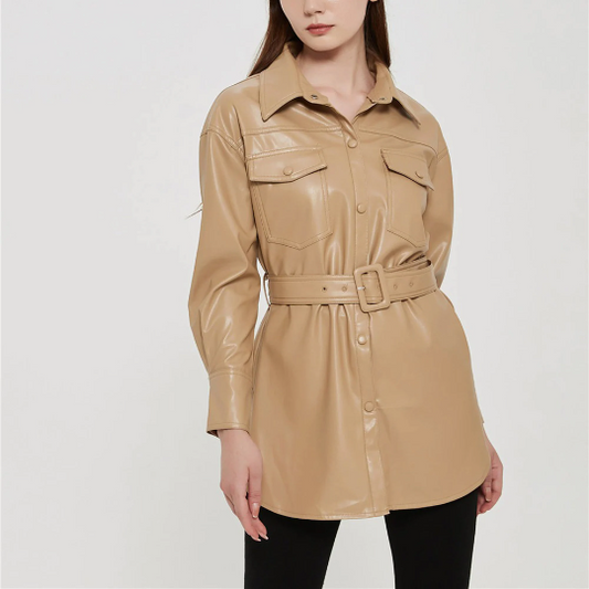 Motorcycle Women's Leather Belted Style Sweater