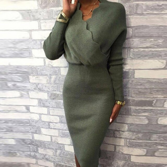 Elegant Office Lady Bodycon Knitted Dress