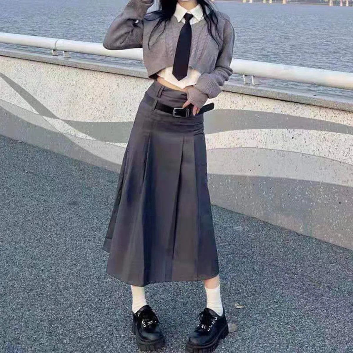 Vintage Pleated Maxi Skirt