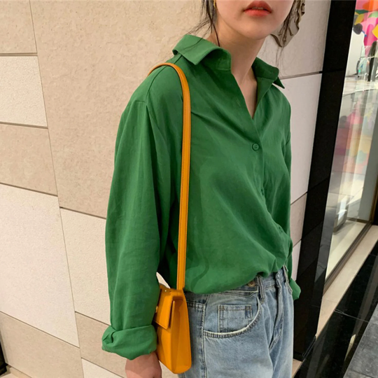 Vintage Solid Loose Casual Autumn Fashion Shirt