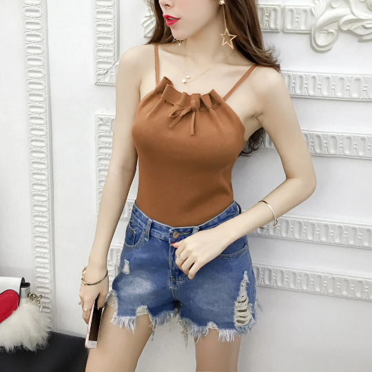 Women's Tie Up Spaghetti Straps Style Shirt