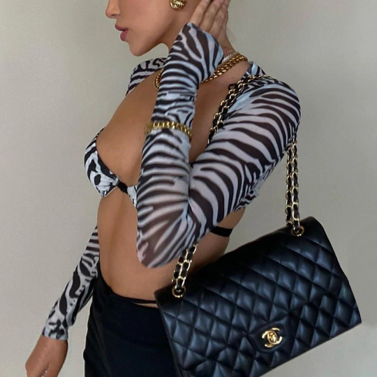 Zebra Print Stripes Fashion Crop Top