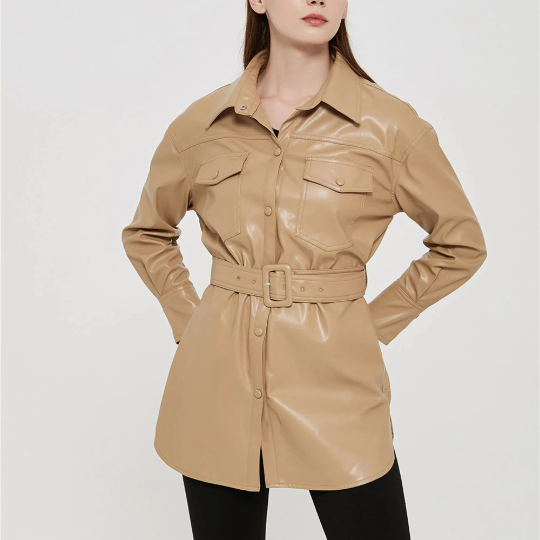 Motorcycle Women's Leather Belted Style Sweater