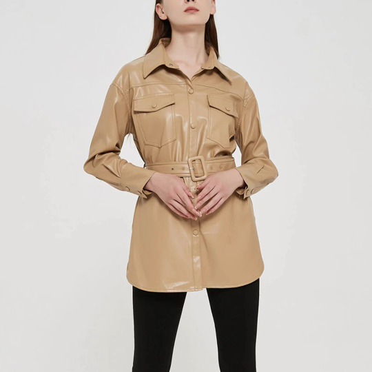 Motorcycle Women's Leather Belted Style Sweater
