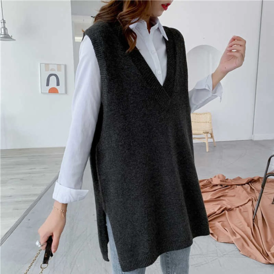 Knitted Oversized Autumn Chic Fashion Casual Vest(One Size)