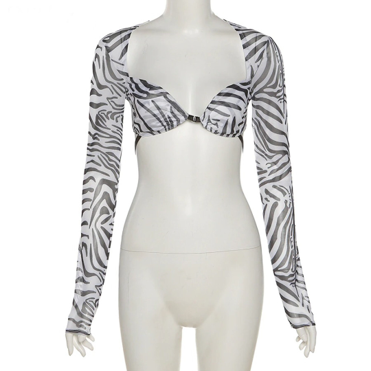 Zebra Print Stripes Fashion Crop Top