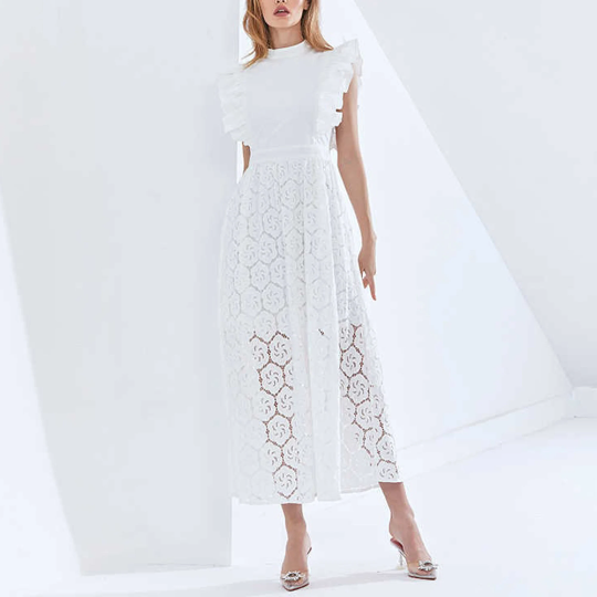 Elegant Butterfly Ruffles Sleeveless Style Women's Dress