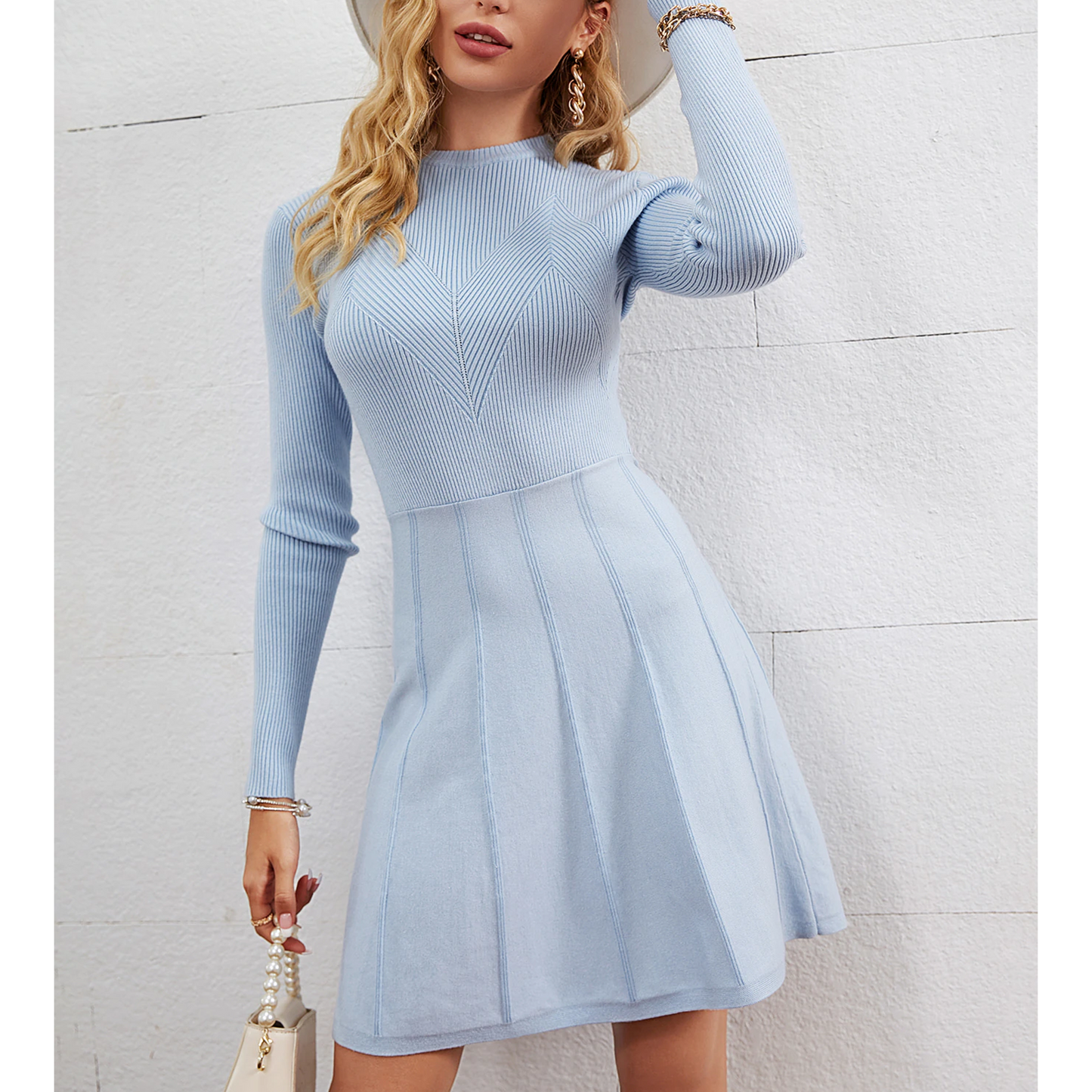 Office slim knitted midi dresses
