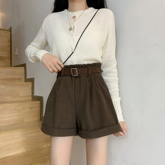 Korean Style Loose Shorts Casual Simple Elastic Waist Streetwear Shorts