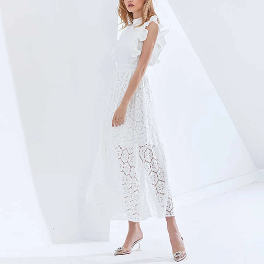 Elegant Butterfly Ruffles Sleeveless Style Women's Dress