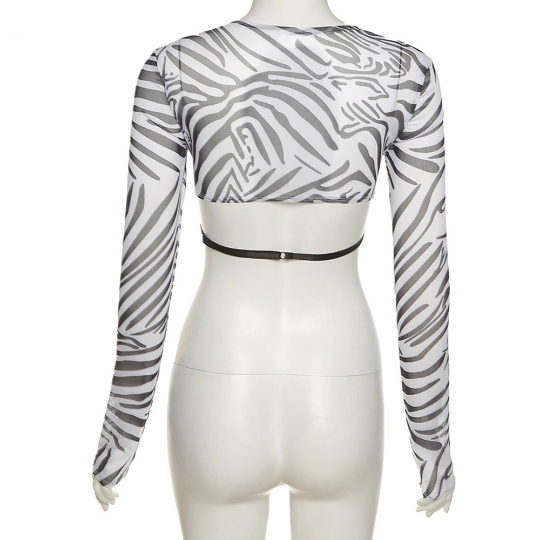 Zebra Print Stripes Fashion Crop Top