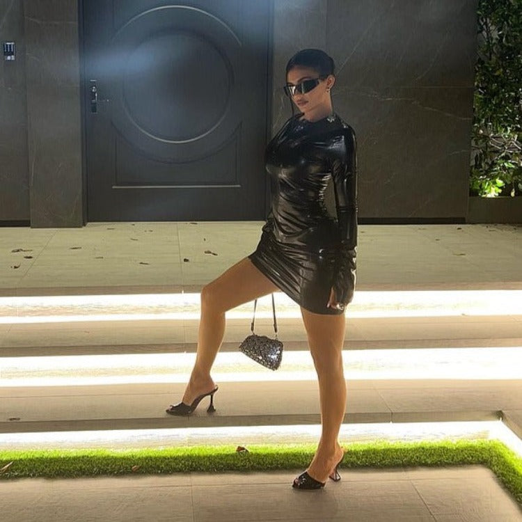 Shiny Celebrity Bodycon Mini Dress