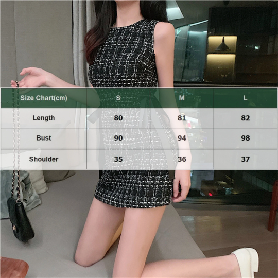 Classic Empire Sleeveless Plaid Pattern Women's Mini Dress