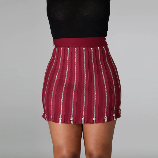 Creative Women Pleated Zipper Skirt - Exotic Summer Look Mini High Waist Skirts