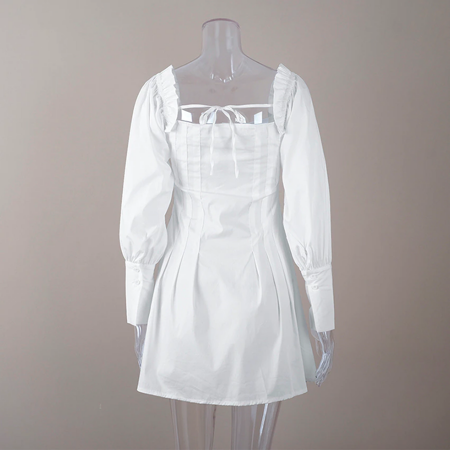 Casual Long Sleeve White Mini Dress