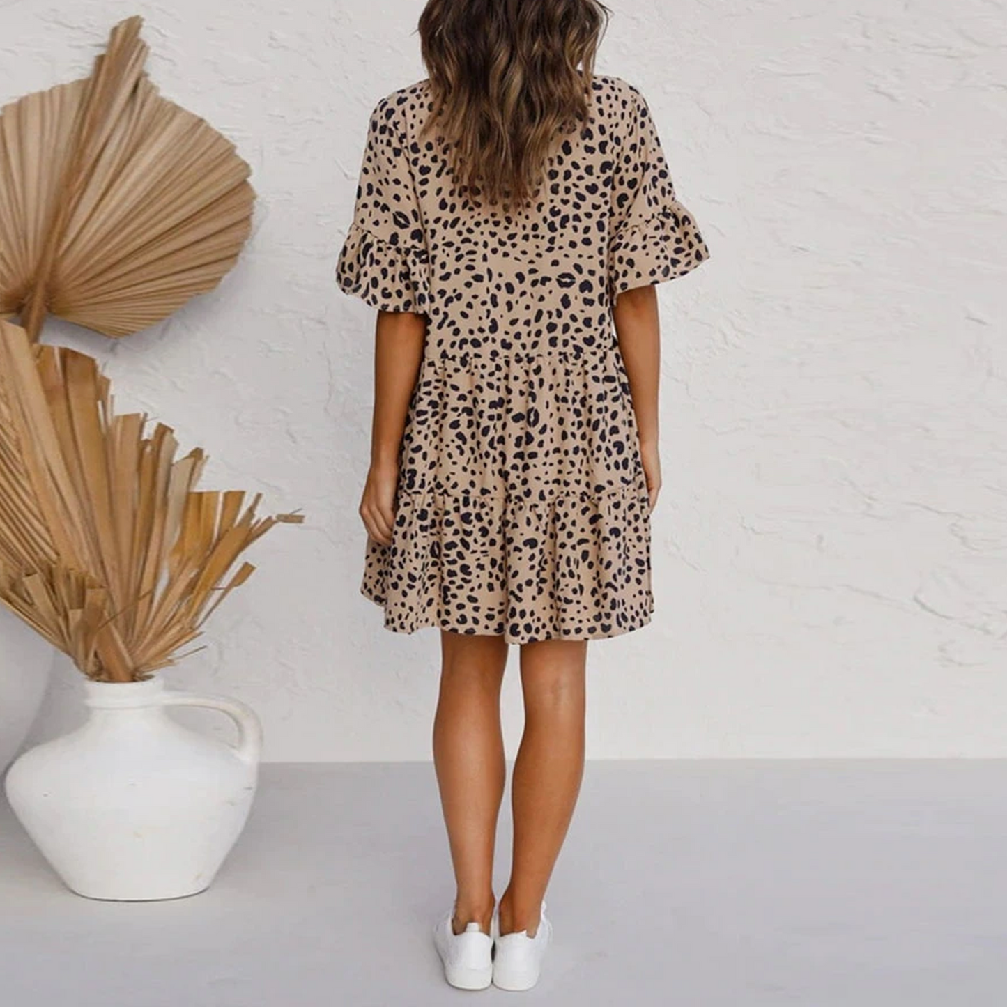 Leopard V-Neck Mini Dress