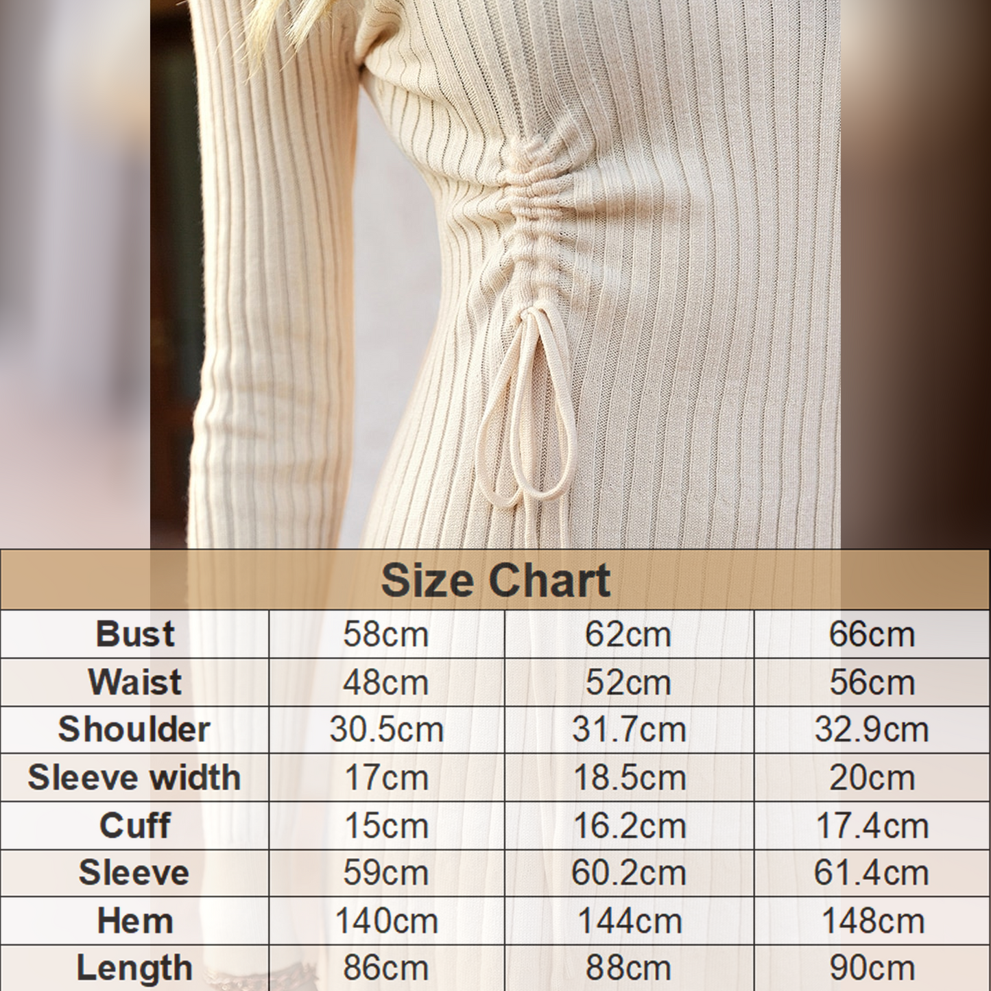 Women's Elegant sweater lace up o-neck slim mini knitted dress
