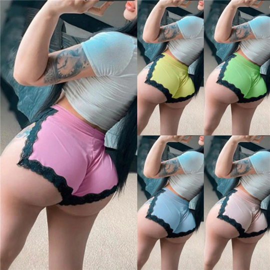 Breathable Lace High Waist Split Shorts Summer Ladies