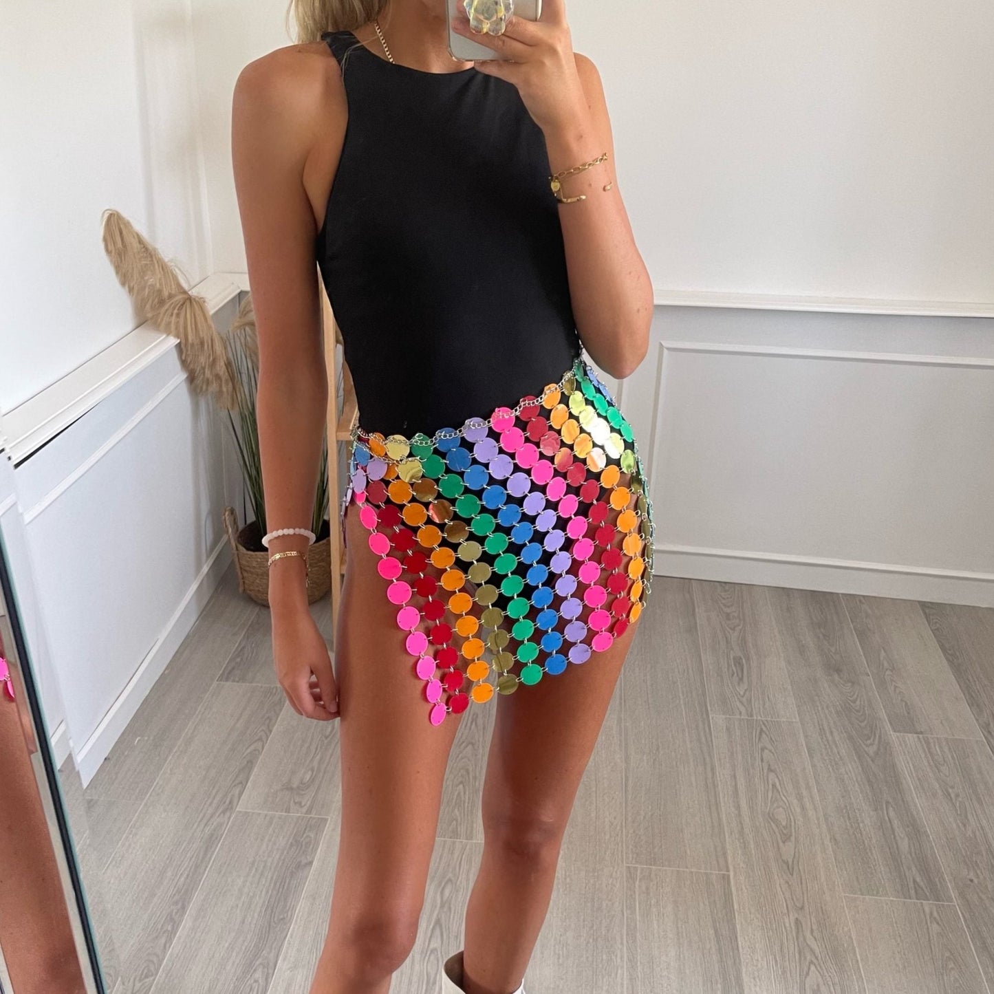 Sequins Chain Mini Skirt