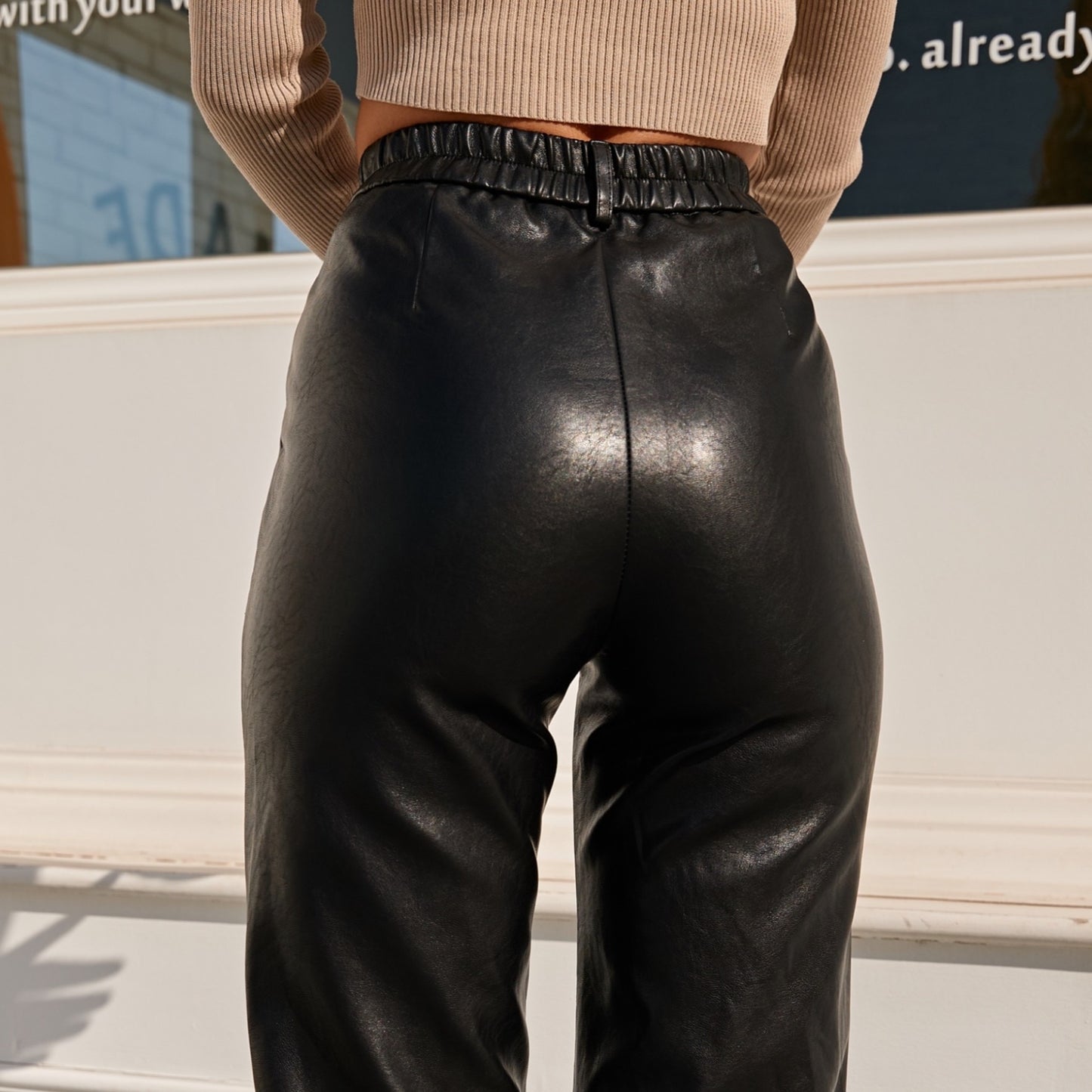 Stylish Leather Slim Black Pants