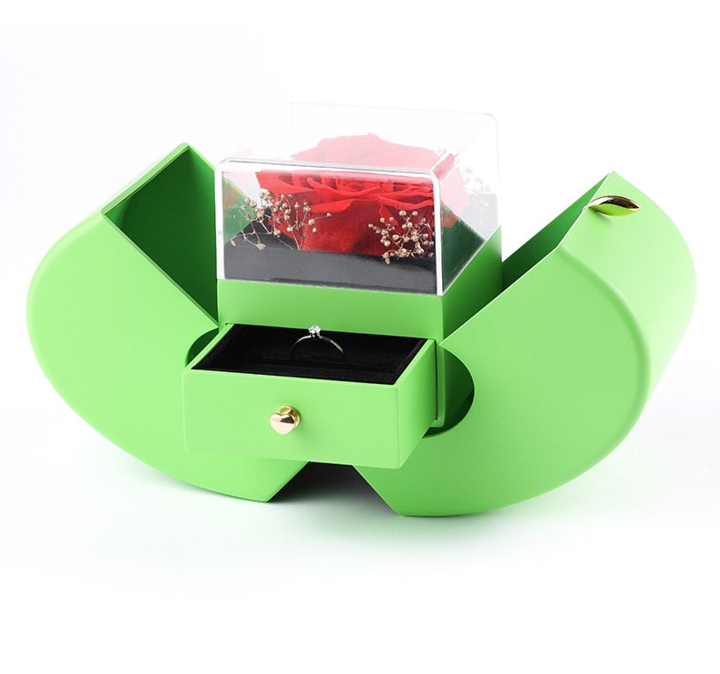 Green Apple Box Jewelry Box - Rose Flower Gift Boxes Gift