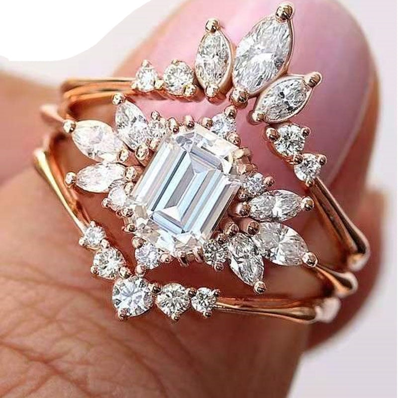 3pcs/set Crystal Rhinestone Rings