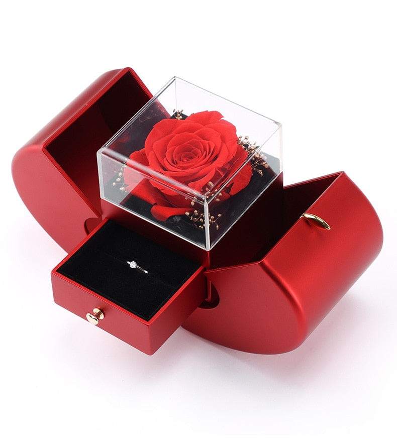 Red Apple Shape Jewelry Box - Rose Flower Gift Boxes
